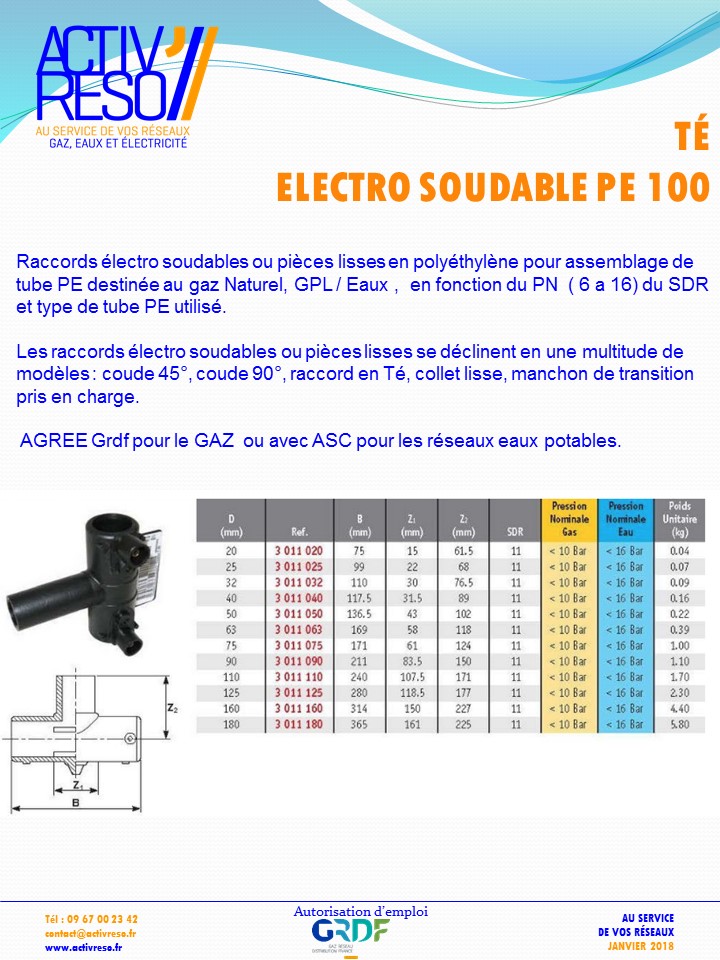 té electrosoudable pe100 - activreso